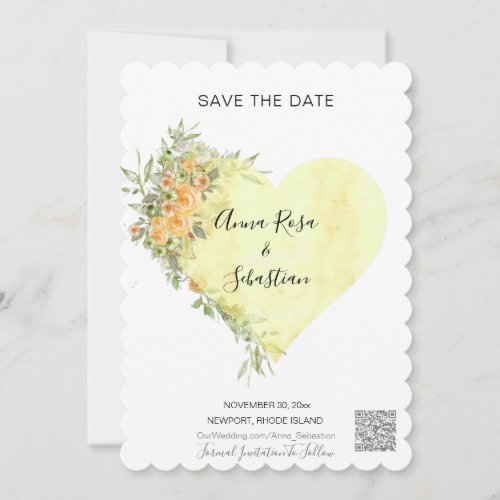*~* Flowers Heart AR6 QR - WEDDING SAVE the DATE  Invitation