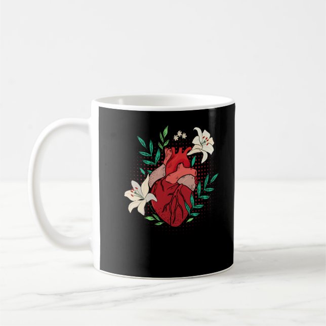Flowers Heart Gardening Cardiologist Coffee Mug (Left)