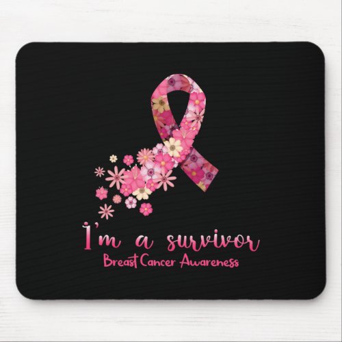 Flowers Heart Im A Survivor Breast Cancer Awarene Mouse Pad