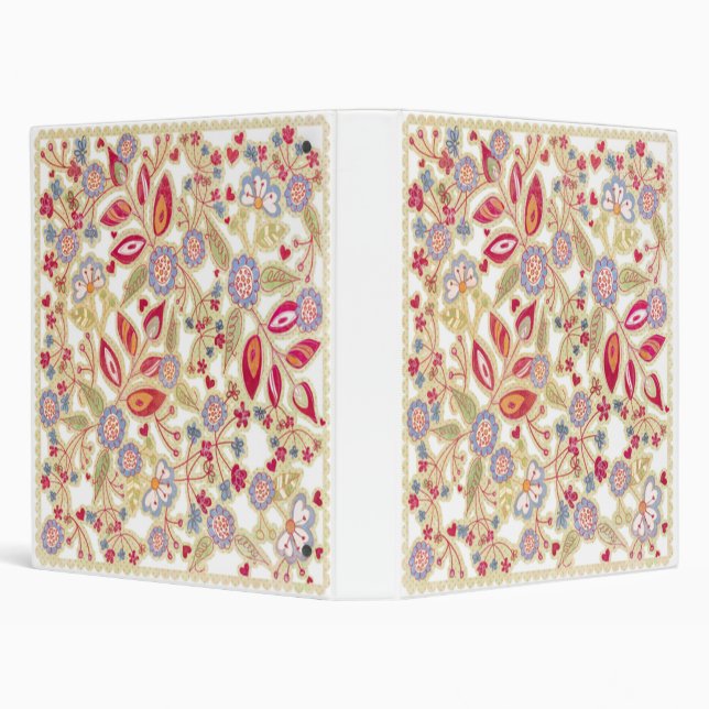 Flowers & Hearts Binder/Album 3 Ring Binder (Background)