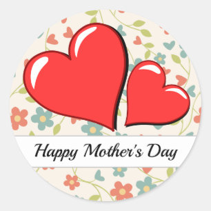 Flowers& hearts for Mother's Day Classic Round Sticker