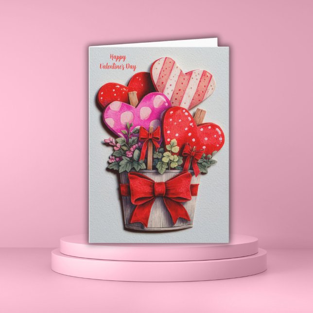 Flowers Hearts in a Pot Valentine`s Day Card  (Creator Uploaded)