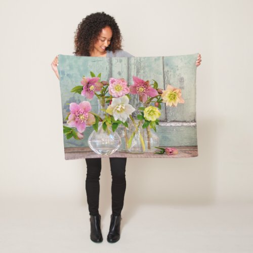 Flowers  Hellebores in Vases Fleece Blanket