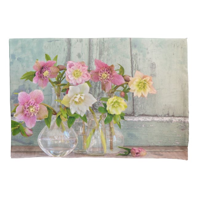 Flowers | Hellebores in Vases Pillow Case (Front)