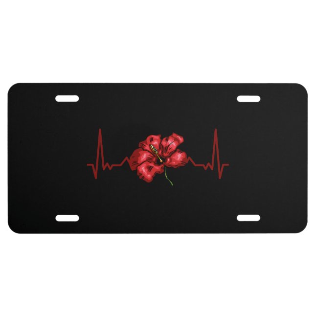 Flowers Hibiscus Blossom License Plate (Front)