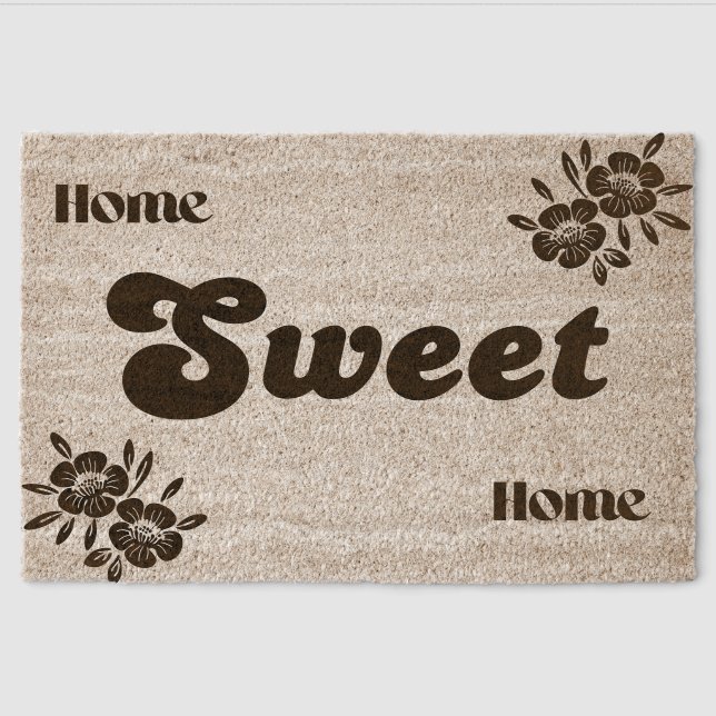 Flowers, home sweet homr fiber doormat (Front)
