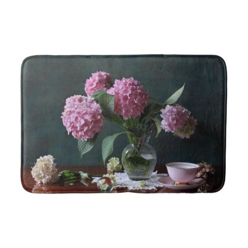 Flowers  Hydrangeas in Vase Bath Mat