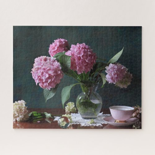 Flowers  Hydrangeas in Vase Jigsaw Puzzle