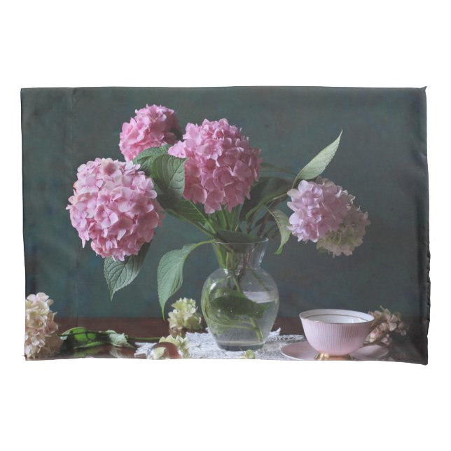 Flowers | Hydrangeas in Vase Pillow Case (Front)