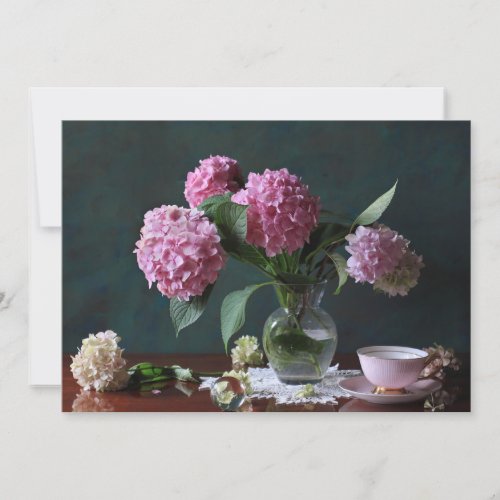 Flowers  Hydrangeas in Vase Thank You Card