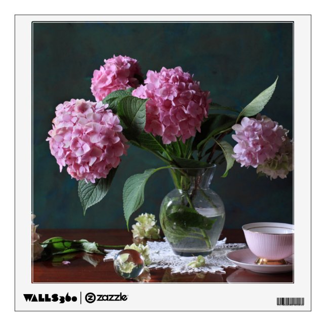 Flowers | Hydrangeas in Vase Wall Decal (Front)