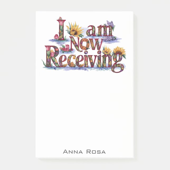 *~*  Flowers I AM NOW RECEIVING AP85 Manifesting 7 Post-it Notes (Front)