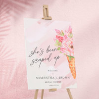 Flowers Ice Cream Chic Bridal Shower Welcome Sign