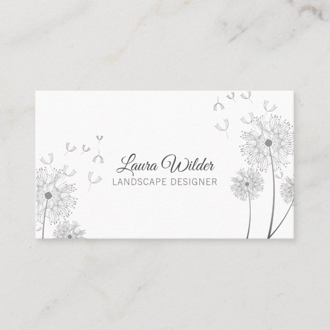 Flowers Illustration Landscaping Business Card (Front)