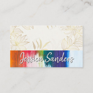 Flowers Illustrations Paint Brush Strokes Business Card