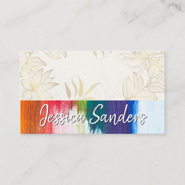Flowers Illustrations | Paint Brush Strokes  Business Card (Front)