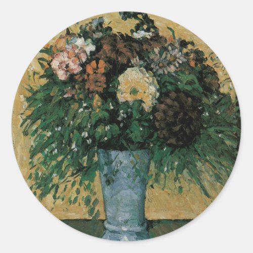 Flowers in a Blue Vase by Paul Cezanne Vintage Art Classic Round Sticker