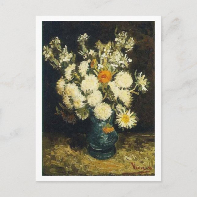 Flowers in a Blue Vase, Vincent van Gogh Postcard (Front)