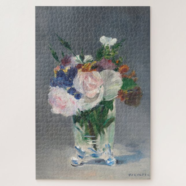 Flowers in a Crystal Vase Manet Impressionist Jigsaw Puzzle (Vertical)