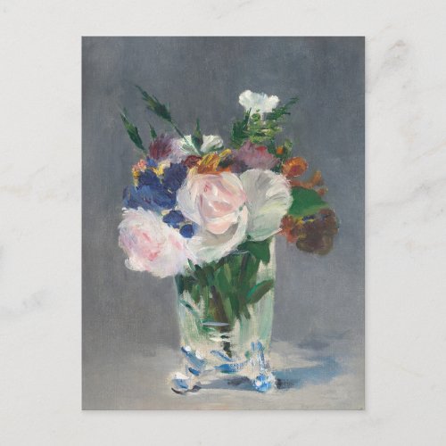 Flowers in a Crystal Vase Manet Impressionist Postcard