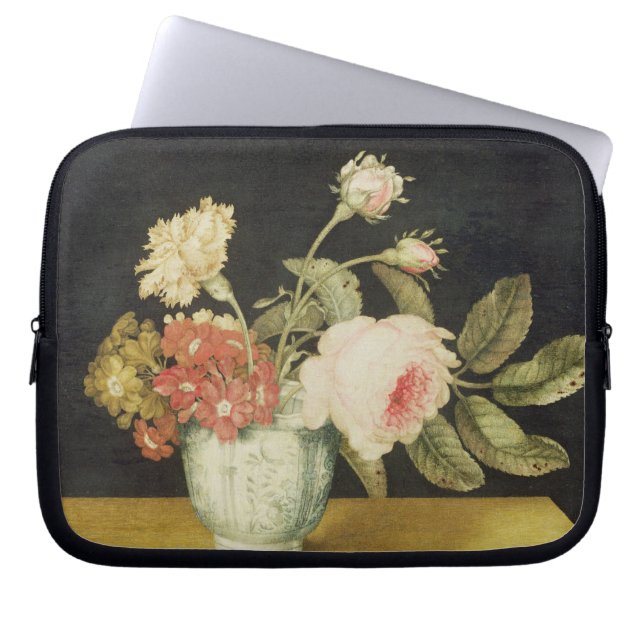 Flowers in a Delft Jar (oil on panel) Laptop Sleeve (Front)
