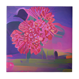 Flowers in a field colorful abstract digital art ceramic tile