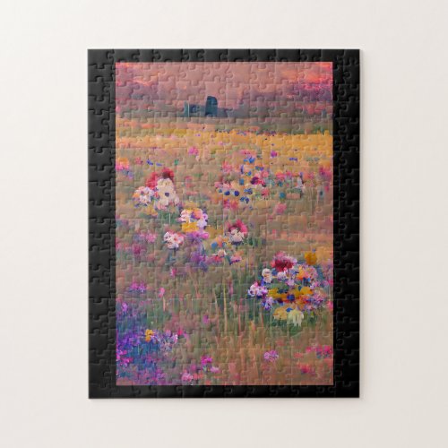 Flowers in a field lavender white digital art  jigsaw puzzle