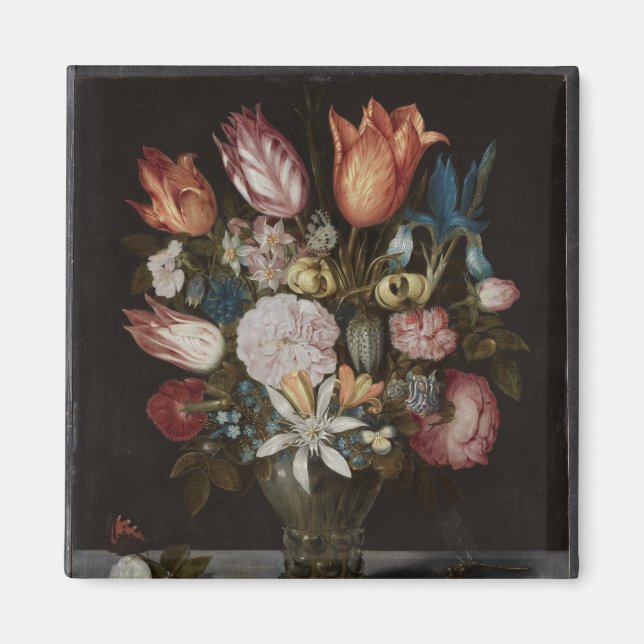 Flowers in a Glass, Ambrosius Bosschaert Oil Paint Magnet (Front)