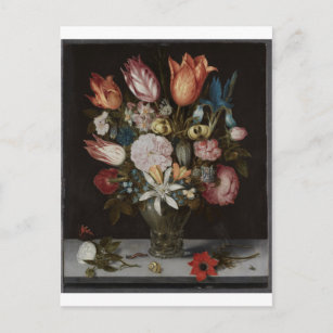 Flowers in a Glass, Ambrosius Bosschaert, Oil Postcard