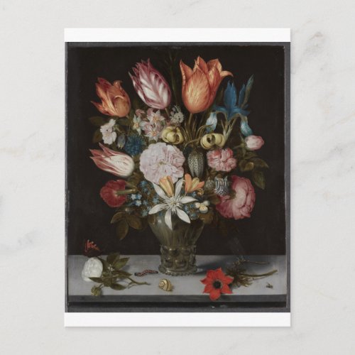 Flowers in a Glass Ambrosius Bosschaert Oil Postcard