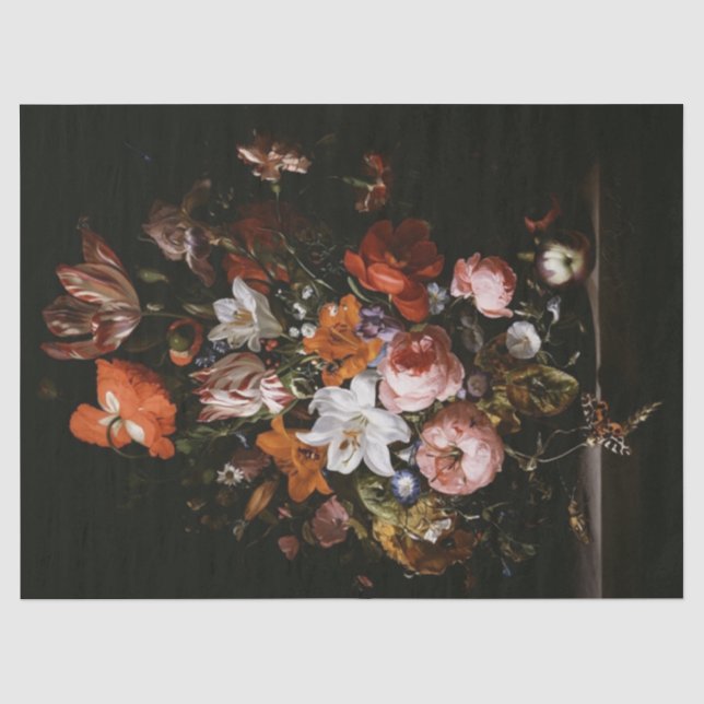 Flowers in a Glass Vase by Rachel Ruysch Tissue Paper (Front)