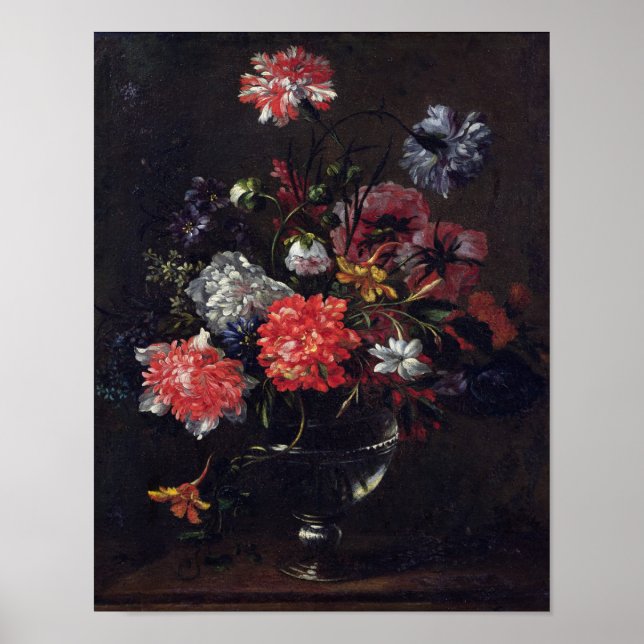 Flowers in a Glass Vase Poster (Front)