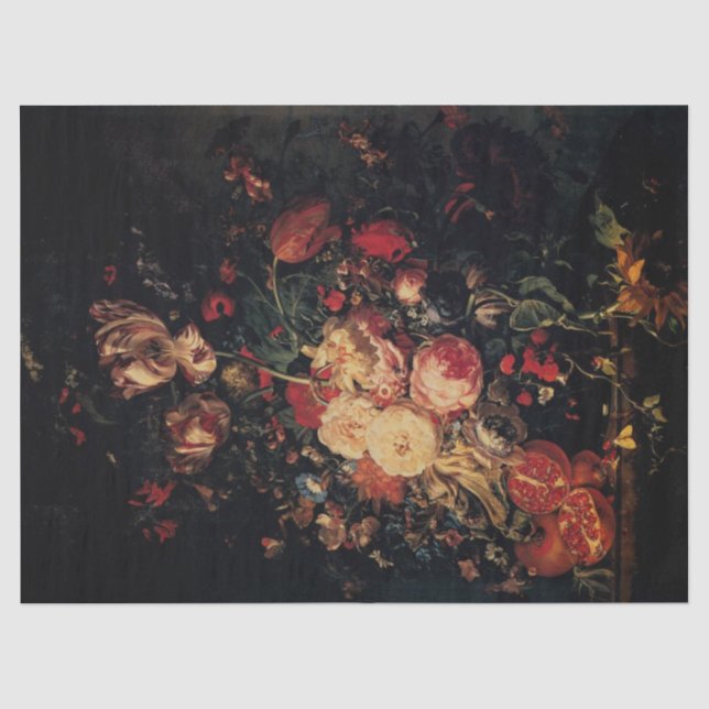 Flowers in a Glass Vase with Pomegranates, Ruysch Tissue Paper (Front)