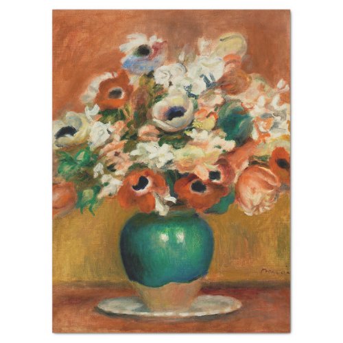 FLOWERS IN A GREEN VASE BY RENOIR TISSUE PAPER