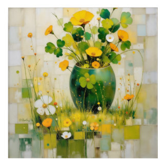 Flowers in a Green Vase Irish Toned Acrylic Print