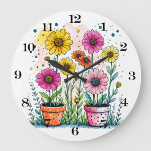 Flowers in a pot clock