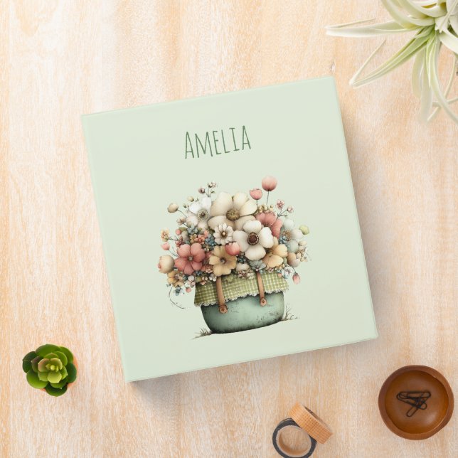 Flowers in a Pot Cozy Shabby Cute 3 Ring Binder (In Situ)