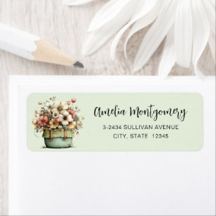 Flowers in a Pot Cozy Shabby Cute - Address Label