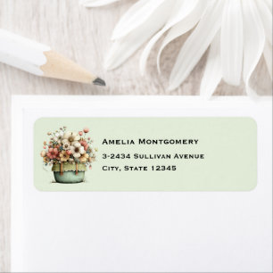 Flowers in a Pot Cozy Shabby Cute - Address Label