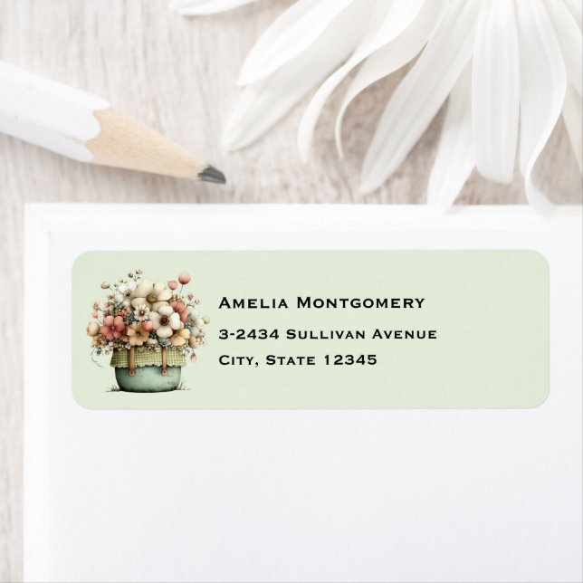 Flowers in a Pot Cozy Shabby Cute - Address Label (Insitu)
