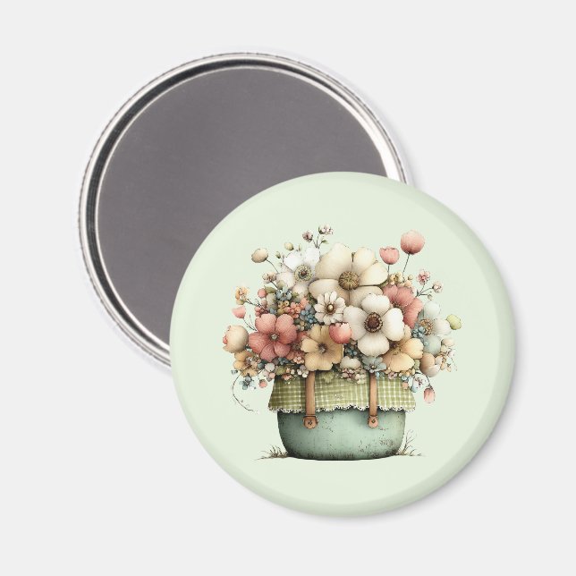 Flowers in a Pot Cozy Shabby Cute Magnet (Front/Back)