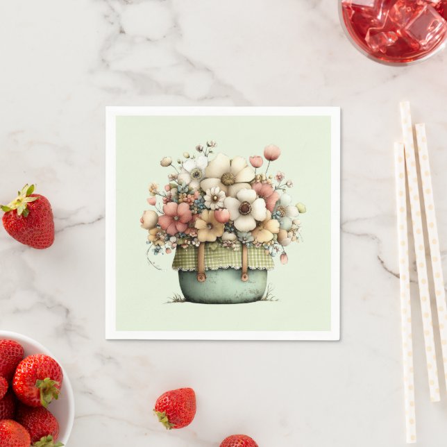 Flowers in a Pot Cozy Shabby Cute Napkins (Insitu)