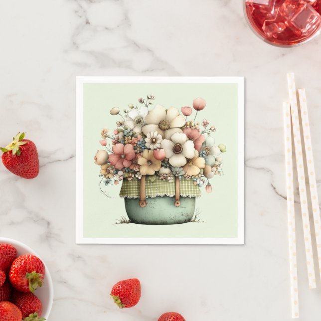 Flowers in a Pot Cozy Shabby Cute Napkins (Insitu)