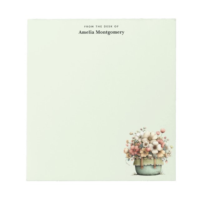 Flowers in a Pot Cozy Shabby Cute Notepad (Front)