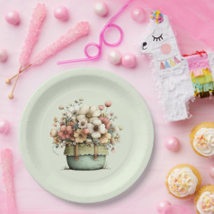 Flowers in a Pot Cozy Shabby Cute Paper Plates