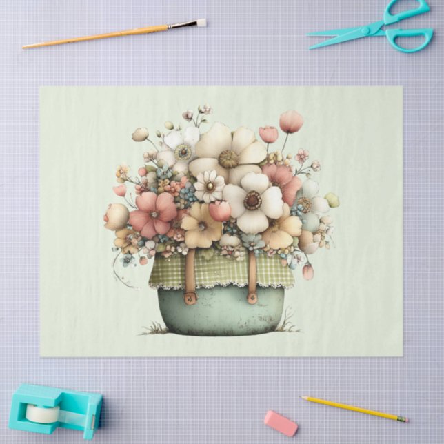 Flowers in a Pot Cozy Shabby Cute Tissue Paper (Craft)
