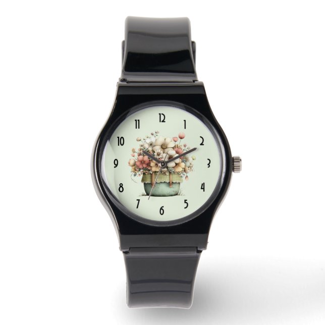 Flowers in a Pot Cozy Shabby Cute Watch (Front)