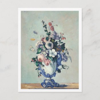Flowers In A Rococo Vase By Paul Cezanne Postcard by mangomoonstudio at Zazzle