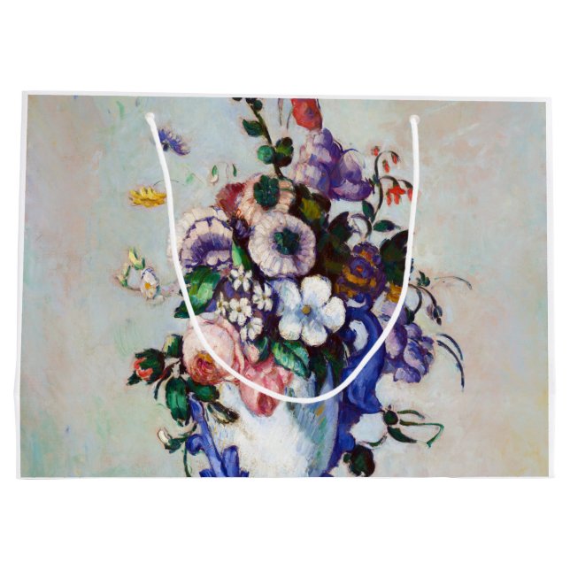 Flowers in a Rococo Vase, Paul Cezanne Large Gift Bag (Back)
