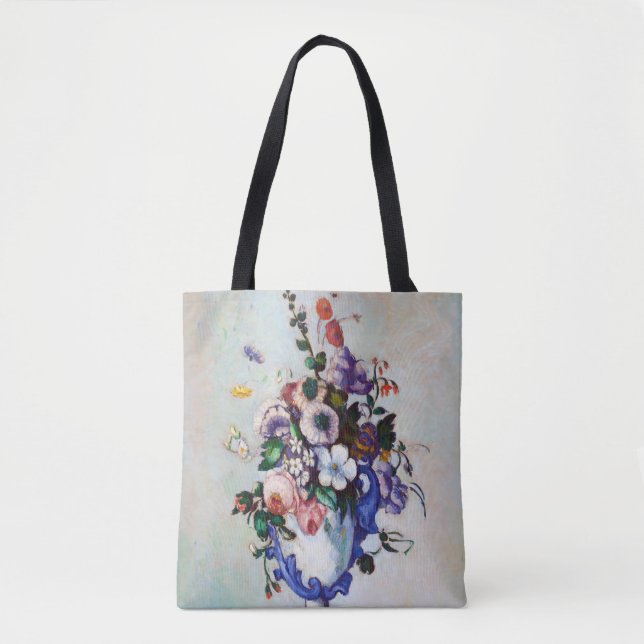 Flowers in a Rococo Vase, Paul Cezanne Tote Bag (Front)